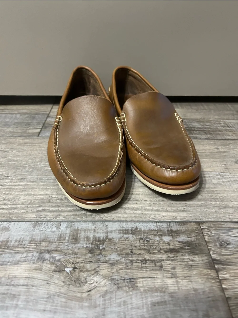 Allen Edmonds Grand Canal Venetian Loafers tan brown leather